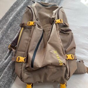 Roark 5 day mule 55L Tan Backpack with Yellow Highlights